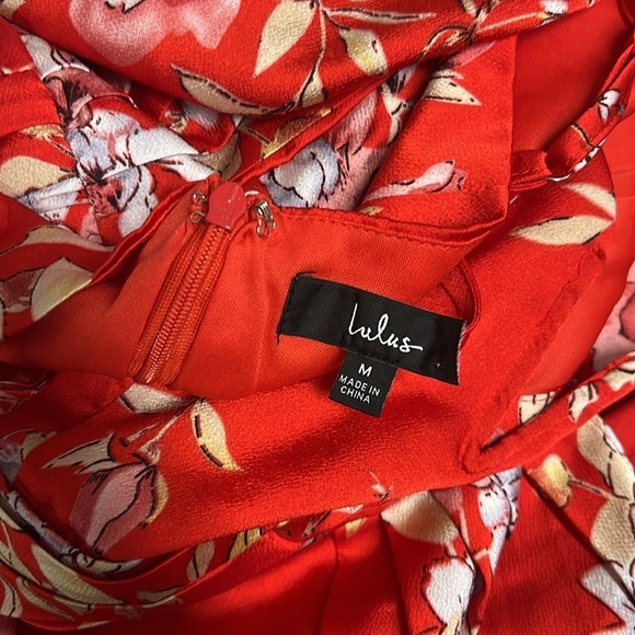 NWOT My Favorite Day Red Floral Print Tulip Skirt Midi Dress - Picture 10 of 10